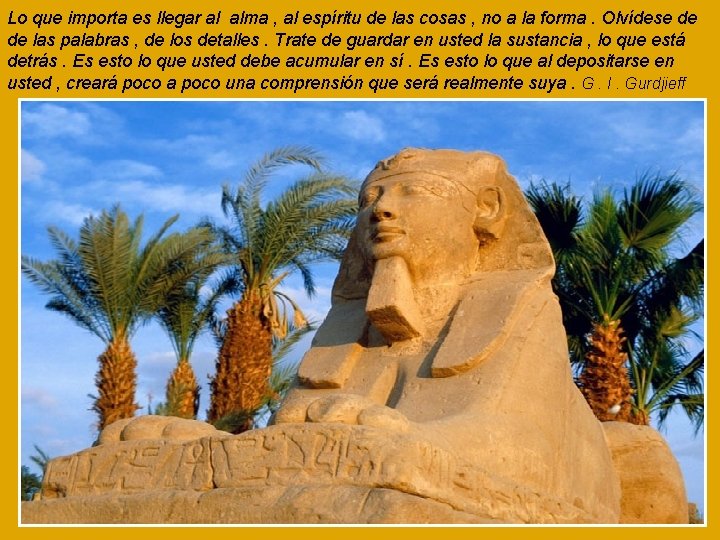 Lo que importa es llegar al alma , al espíritu de las cosas ,