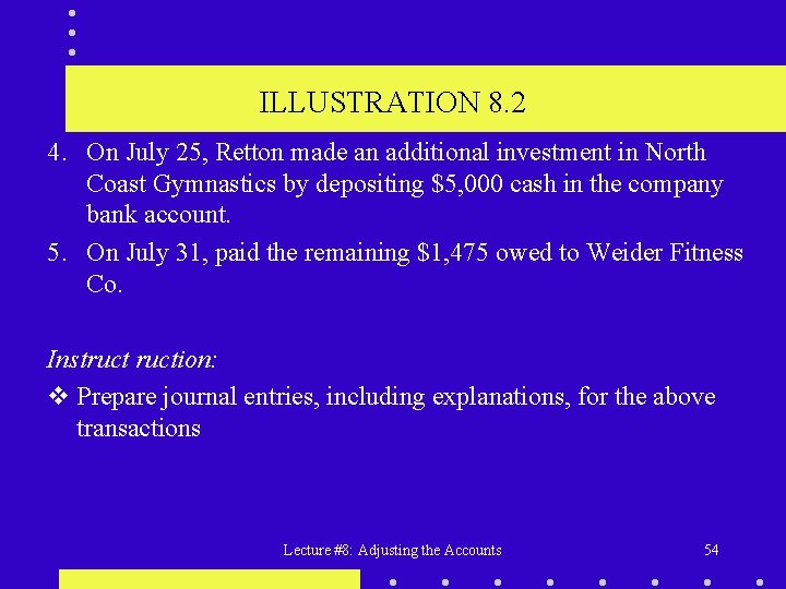 ILLUSTRATION 8. 2 4. On July 25, Retton made an additional investment in North