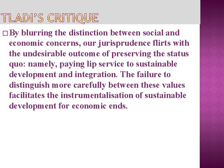 � By blurring the distinction between social and economic concerns, our jurisprudence flirts with