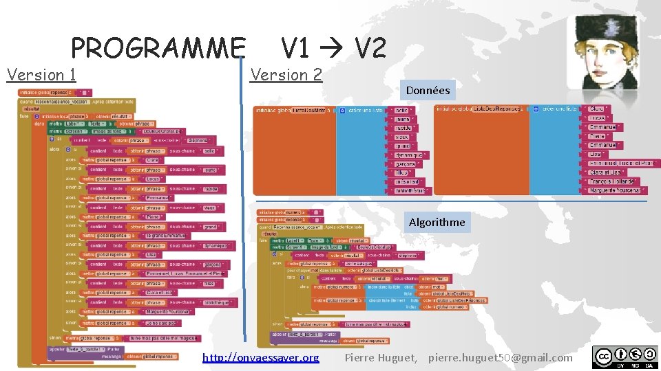 PROGRAMME Version 1 V 1 V 2 Version 2 Données Algorithme http: //onvaessayer. org