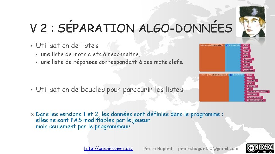V 2 : SÉPARATION ALGO-DONNÉES • Utilisation de listes une liste de mots clefs