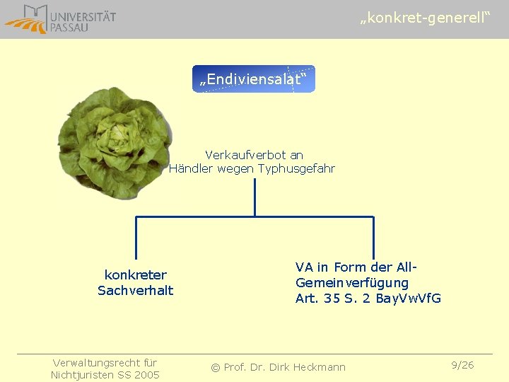 „konkret-generell“ „Endiviensalat“ Verkaufverbot an Händler wegen Typhusgefahr konkreter Sachverhalt Verwaltungsrecht für Nichtjuristen SS 2005