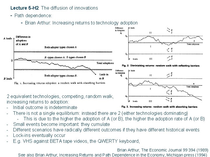 Lecture 5 -H 2: The diffusion of innovations - Path dependence: - Brian Arthur: