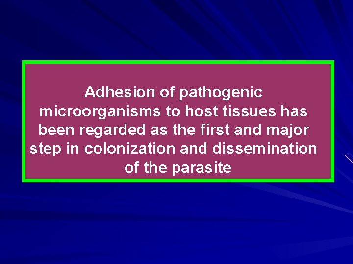 Adhesion of pathogenic microorganisms to host tissues has been regarded as the first and