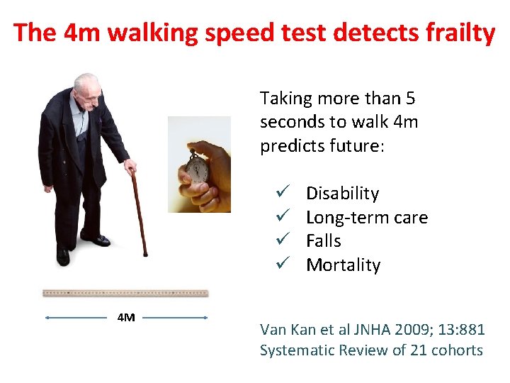 The 4 m walking speed test detects frailty Taking more than 5 seconds to
