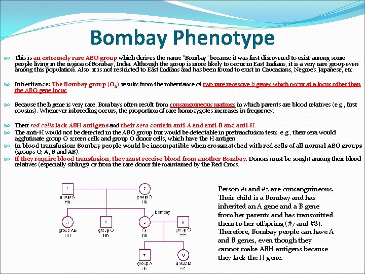 Bombay Phenotype This is an extremely rare ABO group which derives the name "Bombay"