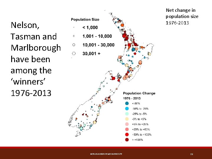 Net change in population size 1976 -2013 Nelson, Tasman and Marlborough have been among