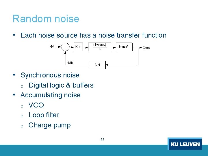 Random noise • Each noise source has a noise transfer function • Synchronous noise