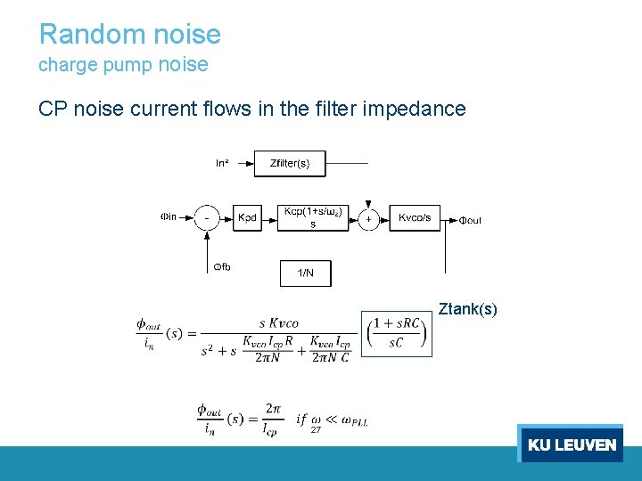 Random noise charge pump noise CP noise current flows in the filter impedance Ztank(s)