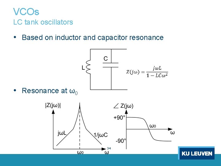 VCOs LC tank oscillators • Based on inductor and capacitor resonance • Resonance at
