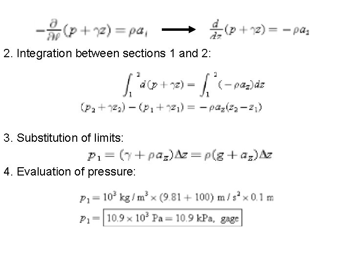 2. Integration between sections 1 and 2: 3. Substitution of limits: 4. Evaluation of