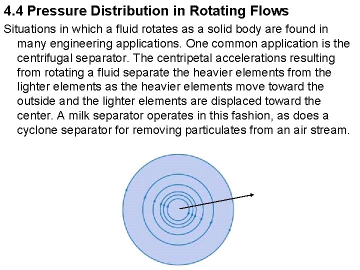 4. 4 Pressure Distribution in Rotating Flows Situations in which a fluid rotates as