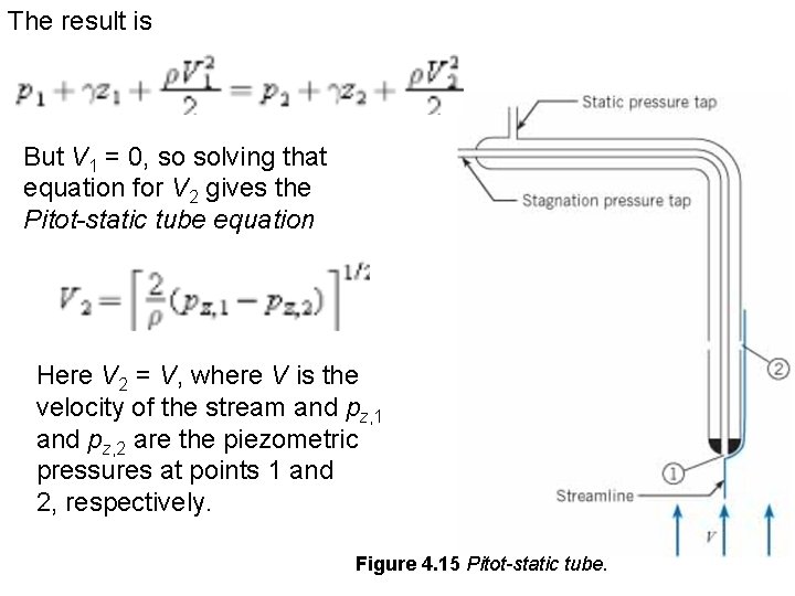 The result is But V 1 = 0, so solving that equation for V