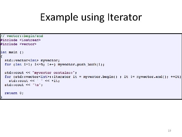 Example using Iterator 19 