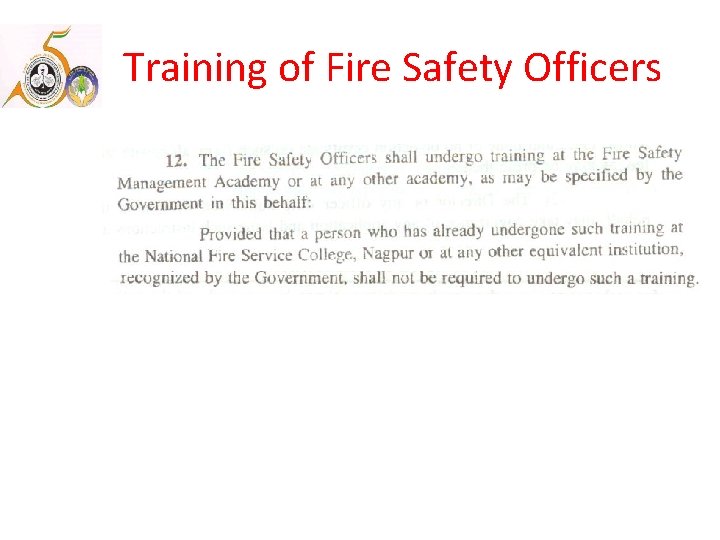 Training of Fire Safety Officers 