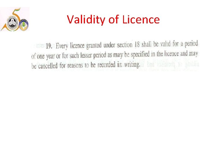 Validity of Licence 