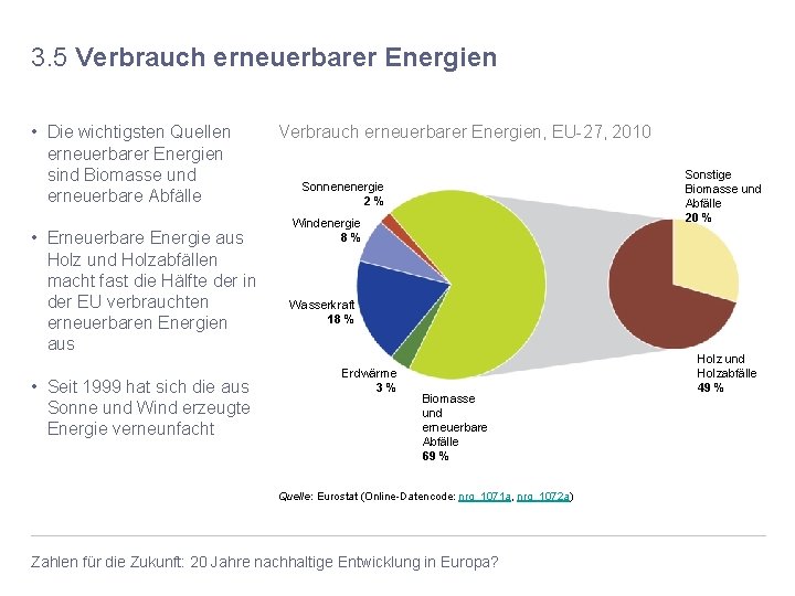 3. 5 Verbrauch erneuerbarer Energien • Die wichtigsten Quellen erneuerbarer Energien sind Biomasse und