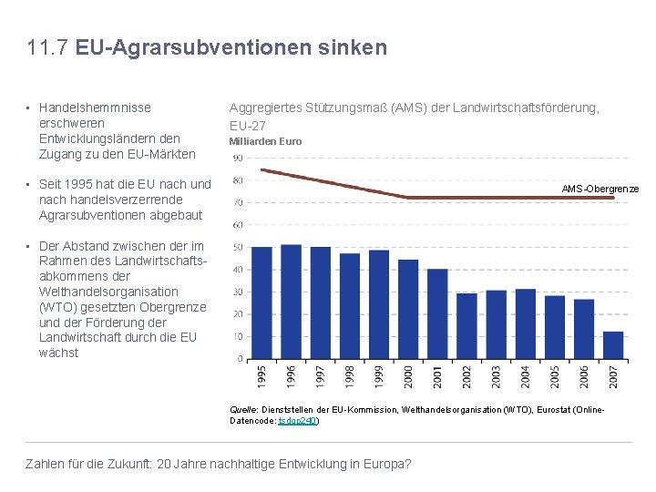 11. 7 EU-Agrarsubventionen sinken • Handelshemmnisse erschweren Entwicklungsländern den Zugang zu den EU-Märkten Aggregiertes