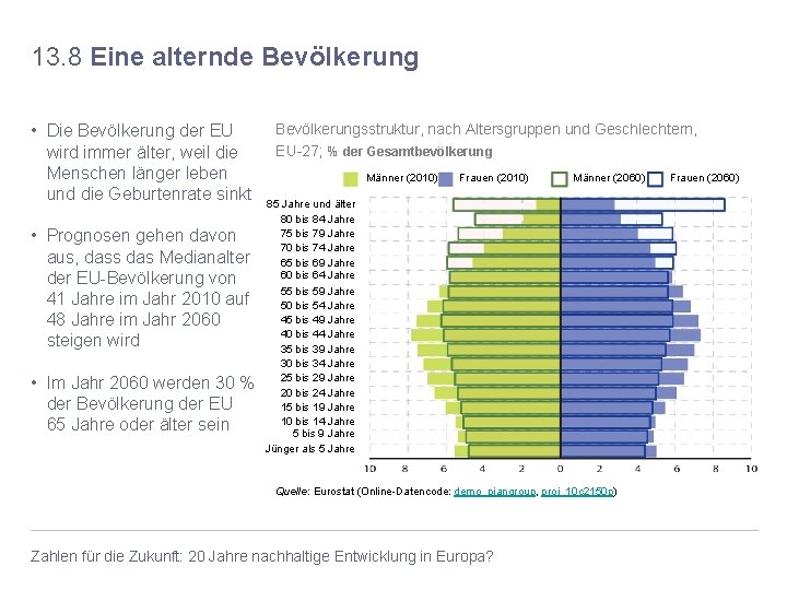 13. 8 Eine alternde Bevölkerung • Die Bevölkerung der EU wird immer älter, weil