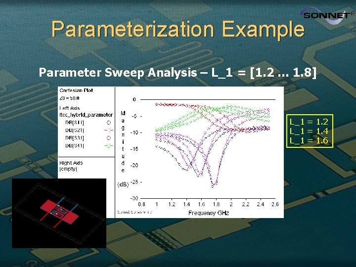 Parameterization Example Parameter Sweep Analysis – L_1 = [1. 2 … 1. 8] L_1