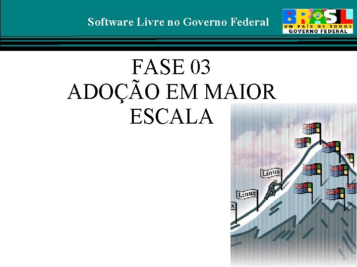 Software Livre no Governo Federal FASE 03 ADOÇÃO EM MAIOR ESCALA 