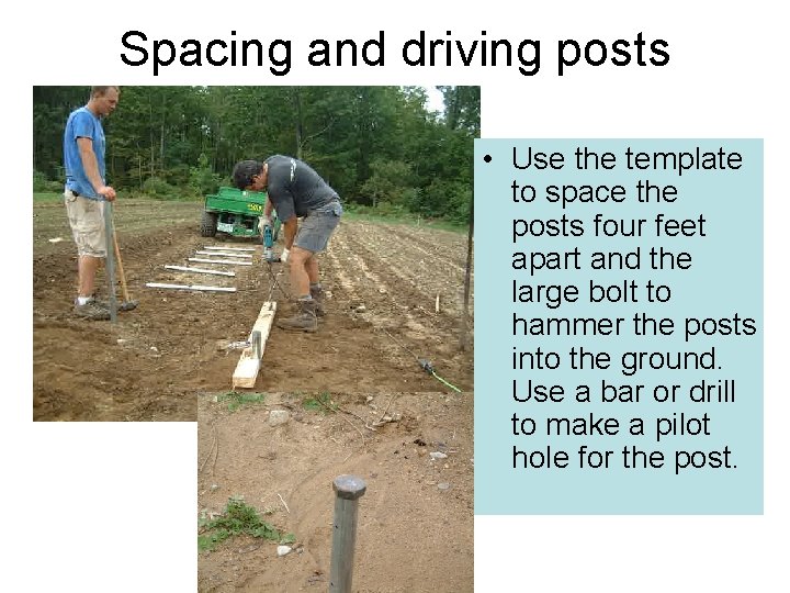 Spacing and driving posts • Use the template to space the posts four feet