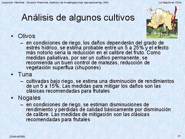 Leopoldo Sánchez - Director Nacional, Instituto de Investigaciones Agropecuarias, INIA La Sequía en Chile