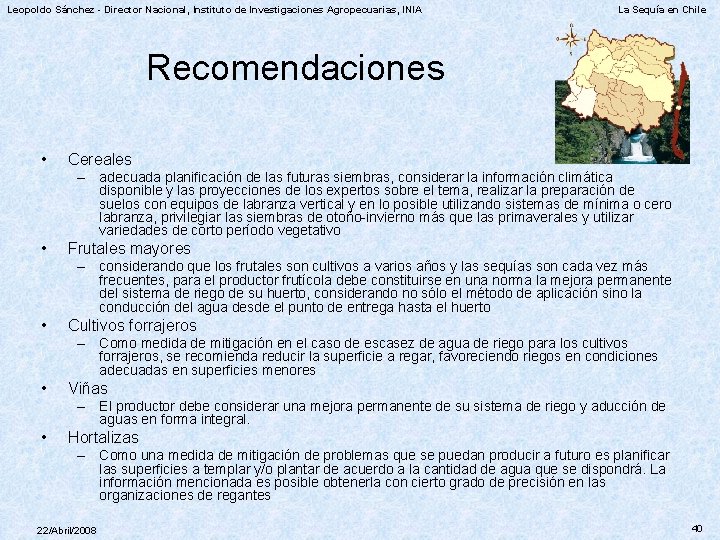 Leopoldo Sánchez - Director Nacional, Instituto de Investigaciones Agropecuarias, INIA La Sequía en Chile