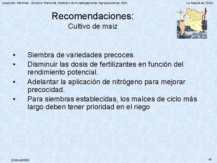 Leopoldo Sánchez - Director Nacional, Instituto de Investigaciones Agropecuarias, INIA La Sequía en Chile