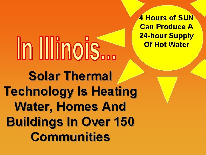 4 Hours of SUN Can Produce A 24 -hour Supply Of Hot Water Solar