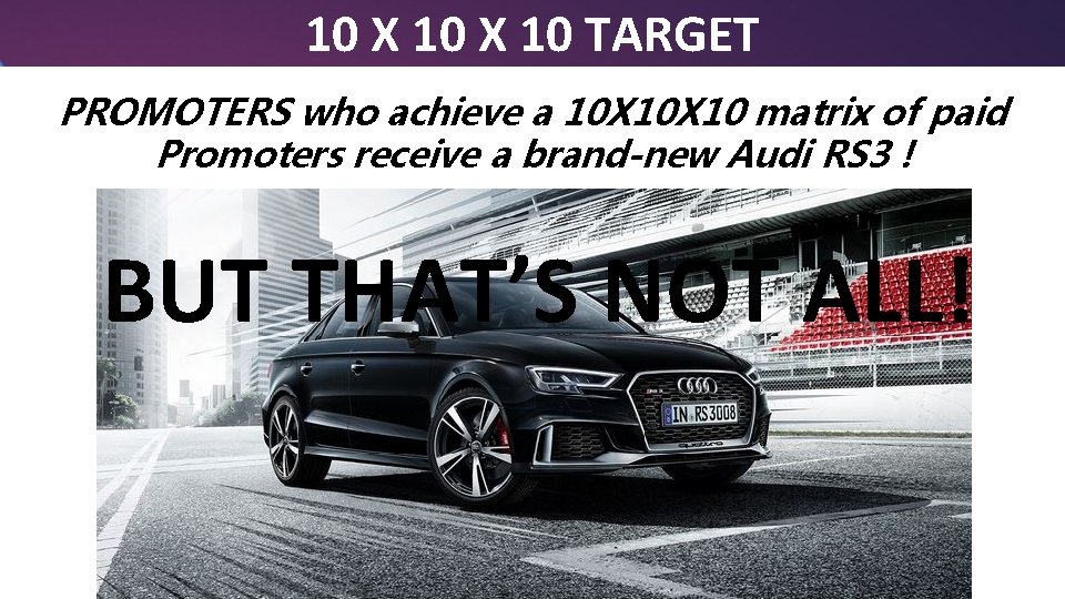 10 X 10 TARGET PROMOTERS who achieve a 10 X 10 matrix of paid