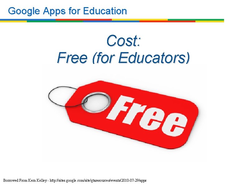 Google Apps for Education Cost: Free (for Educators) Borrowed From Kern Kelley - http: