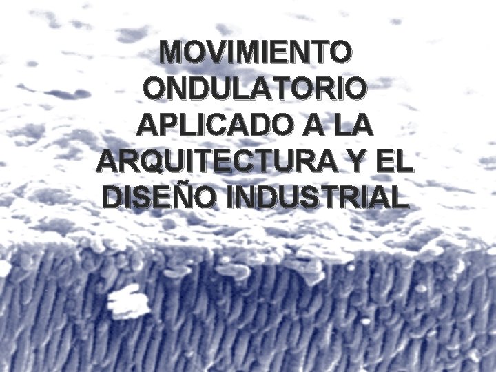 MOVIMIENTO ONDULATORIO APLICADO A LA ARQUITECTURA Y EL DISEÑO INDUSTRIAL 