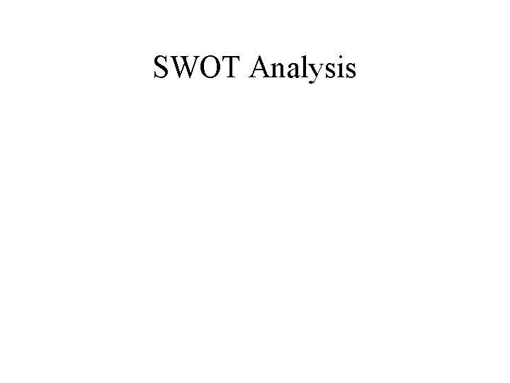 SWOT Analysis 