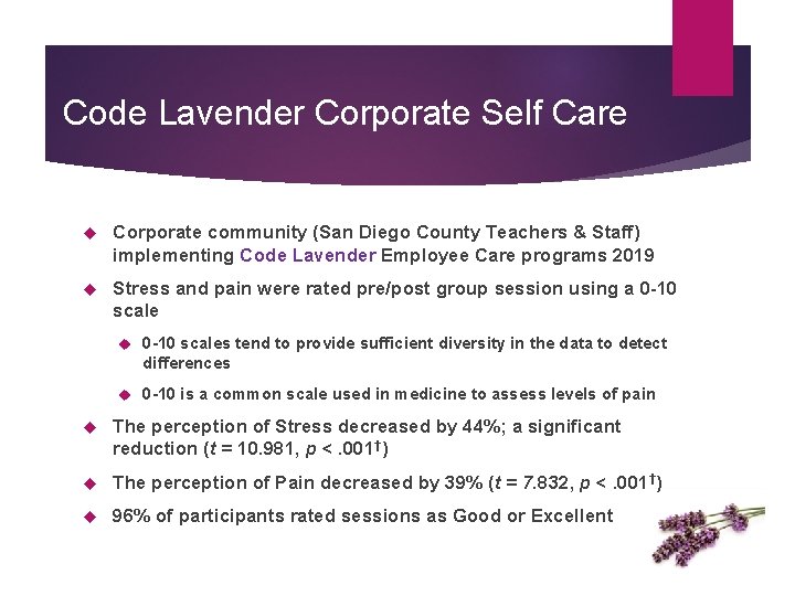 Code Lavender Corporate Self Care Corporate community (San Diego County Teachers & Staff) implementing