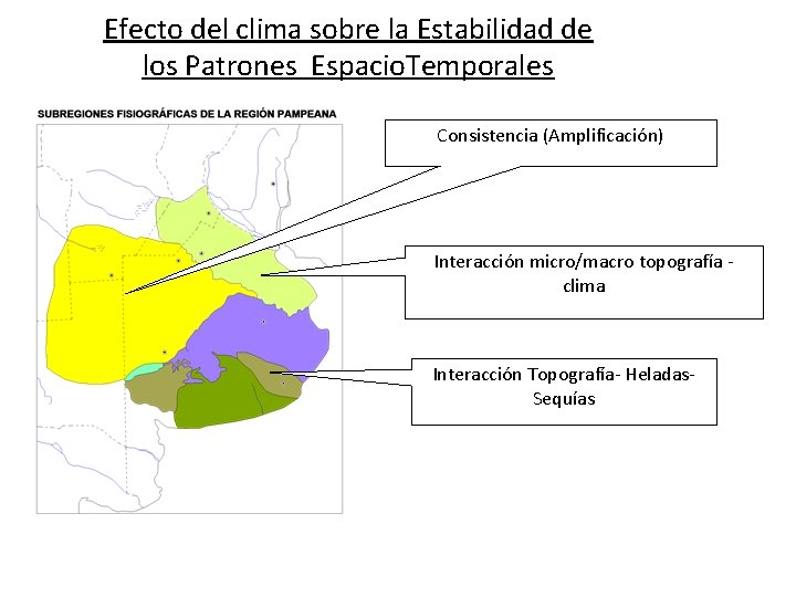 Efecto del clima sobre la Estabilidad de los Patrones Espacio. Temporales Consistencia (Amplificación) Interacción