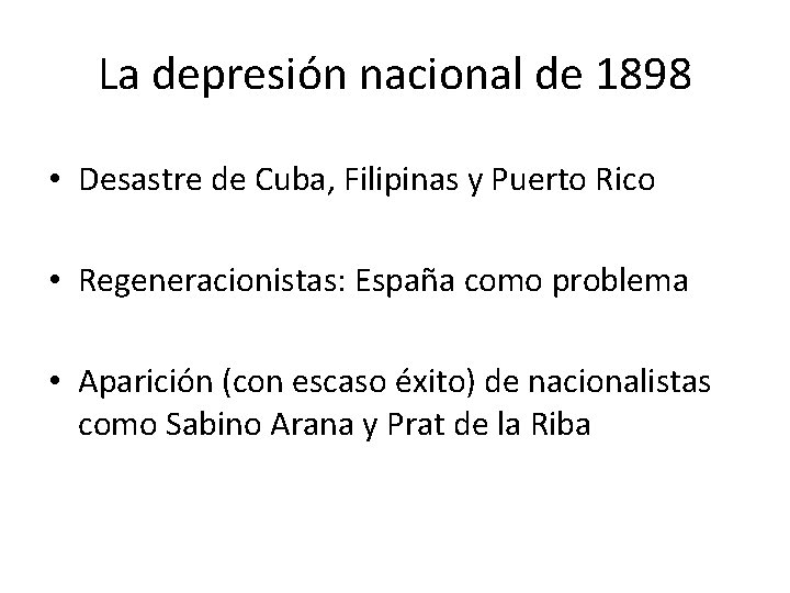 La depresión nacional de 1898 • Desastre de Cuba, Filipinas y Puerto Rico •