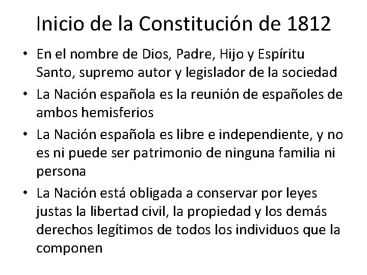 Inicio de la Constitución de 1812 • En el nombre de Dios, Padre, Hijo