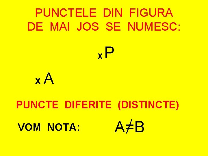 PUNCTELE DIN FIGURA DE MAI JOS SE NUMESC: X P x. A PUNCTE DIFERITE