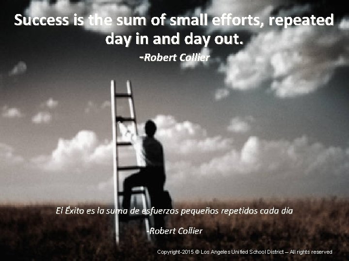 Success is the sum of small efforts, repeated day in and day out. -Robert