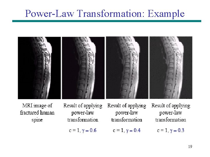 Power-Law Transformation: Example 19 Power-Law Transformation: Example 19