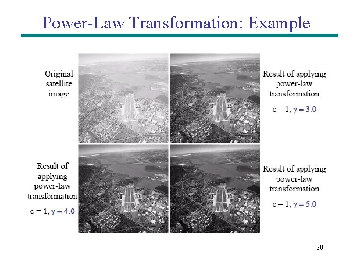 Power-Law Transformation: Example 20 Power-Law Transformation: Example 20