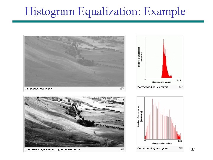 Histogram Equalization: Example 37 Histogram Equalization: Example 37