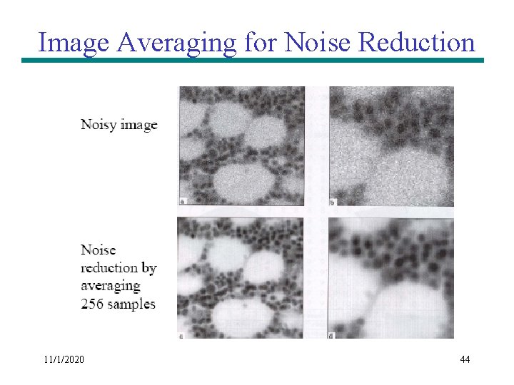 Image Averaging for Noise Reduction 11/1/2020 44 Image Averaging for Noise Reduction 11/1/2020 44
