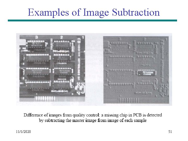 Examples of Image Subtraction 11/1/2020 51 Examples of Image Subtraction 11/1/2020 51