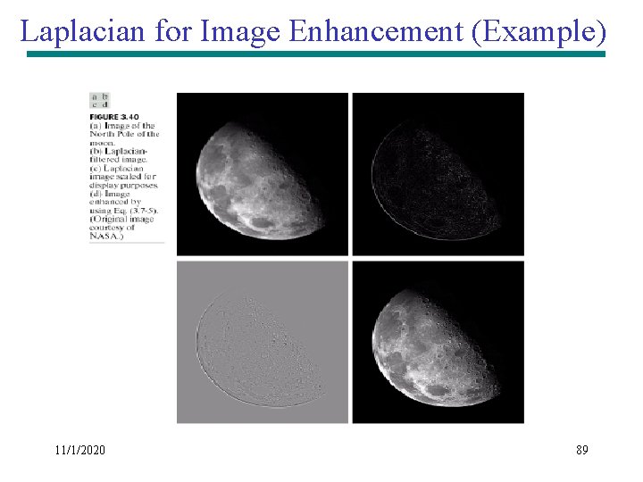 Laplacian for Image Enhancement (Example) 11/1/2020 89 Laplacian for Image Enhancement (Example) 11/1/2020 89