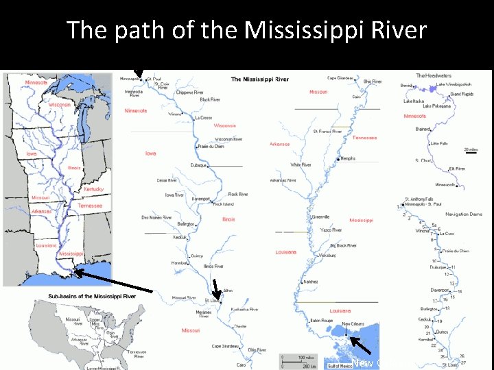 The path of the Mississippi River New Orleans The path of the Mississippi River New Orleans