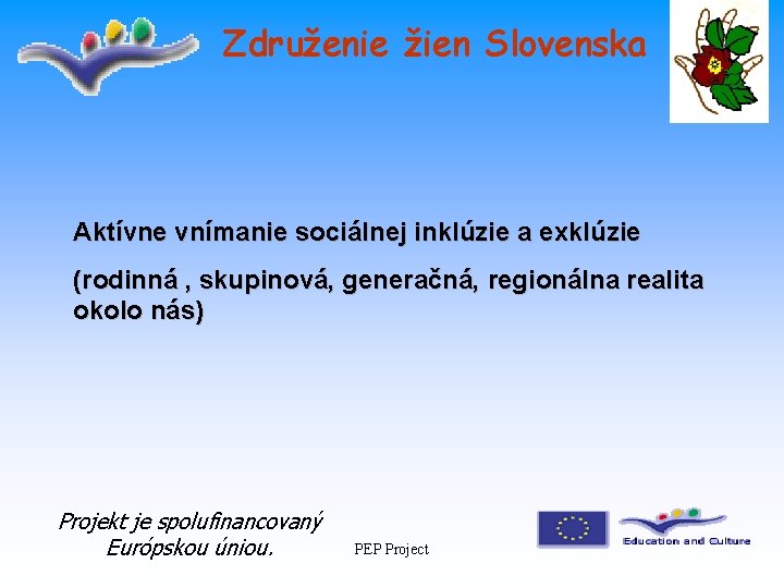 Združenie žien Slovenska Aktívne vnímanie sociálnej inklúzie a exklúzie (rodinná , skupinová, generačná, regionálna