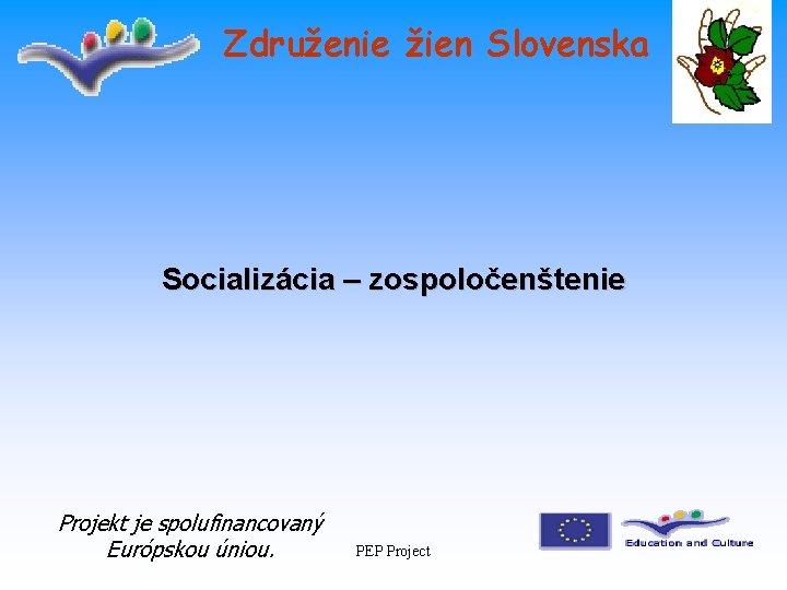 Združenie žien Slovenska Socializácia – zospoločenštenie Projekt je spolufinancovaný Európskou úniou. PEP Project 