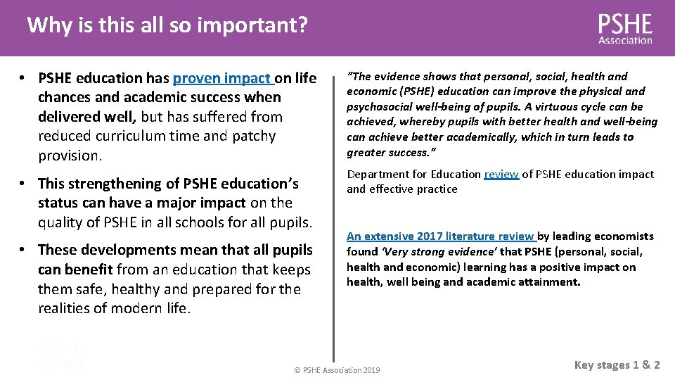 Why is this all so important? • PSHE education has proven impact on life